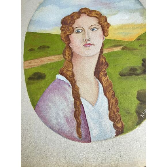 Antique 1907 Signed R.D. Howells Painted Young Woman 16 x 20 Braids - Picture 3 of 7